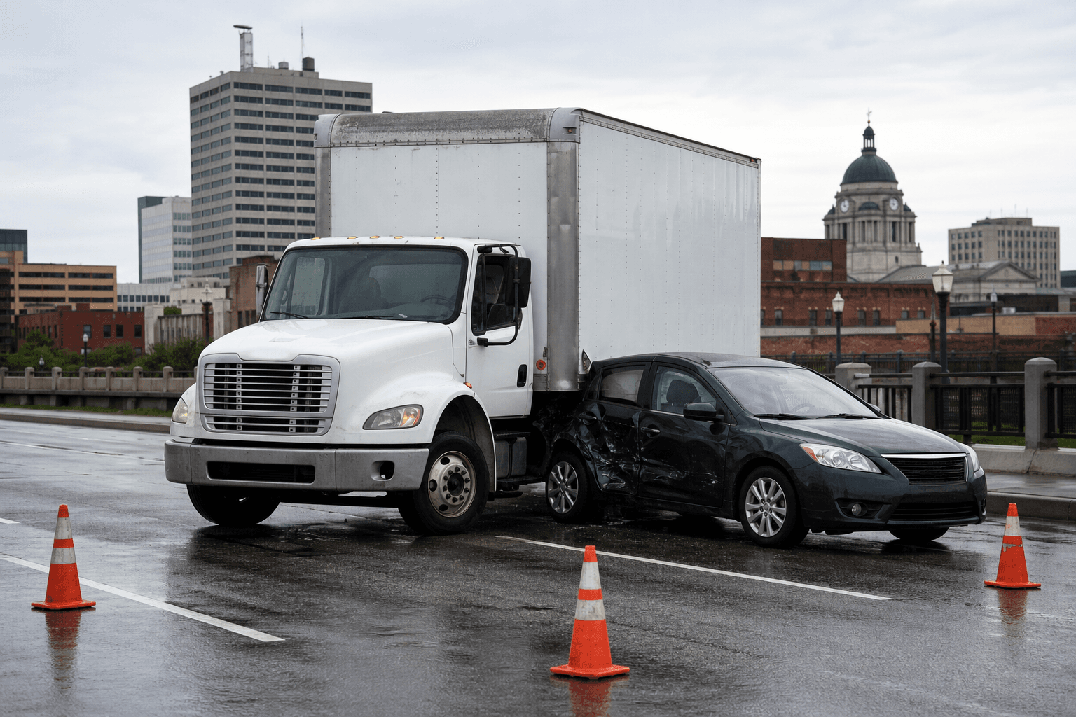 Commercial Vehicle Accidents accident scene in Fort Wayne — Delventhal Law Office responds