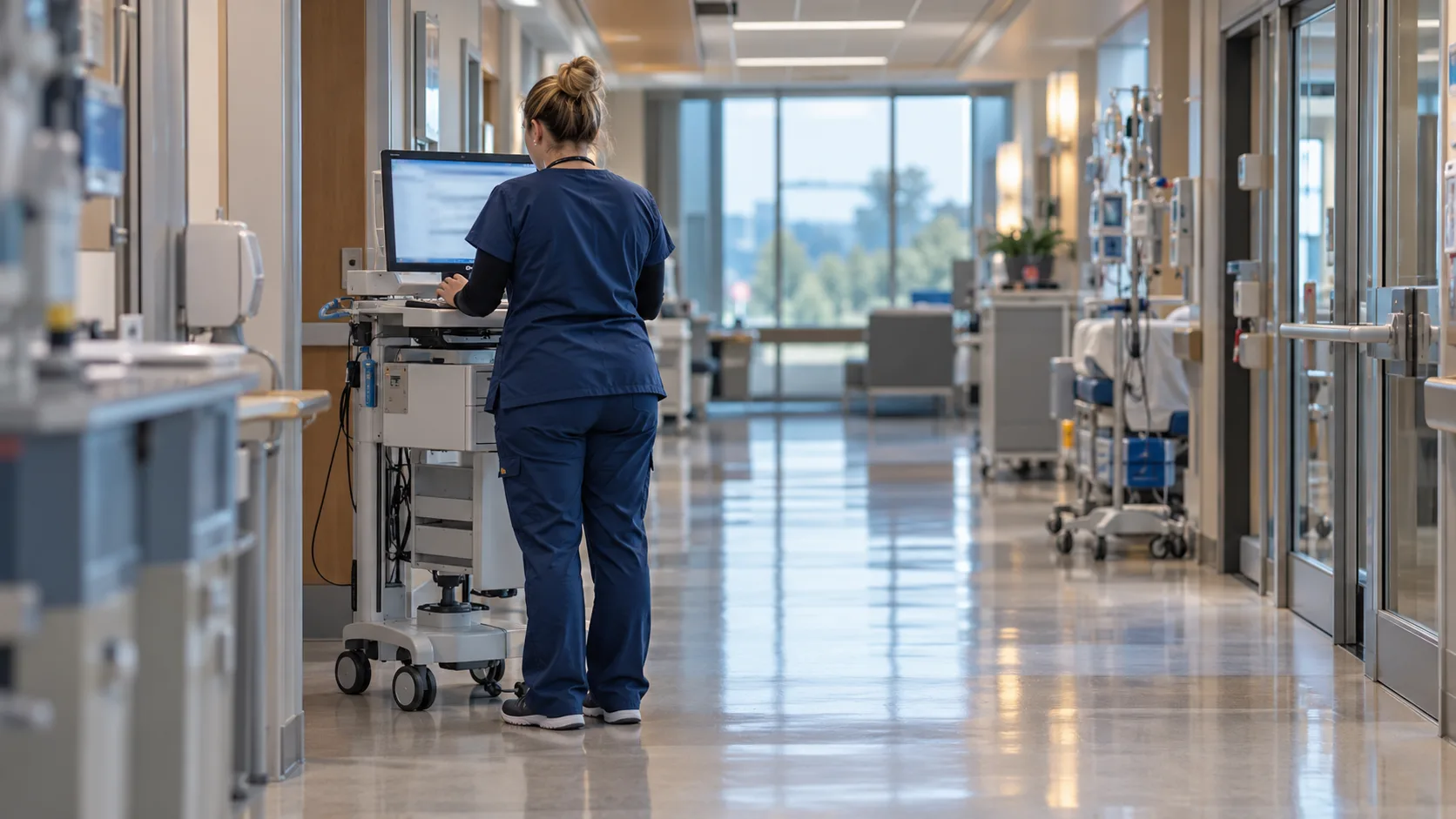 Illustration of a healthcare worker in a clinical workplace