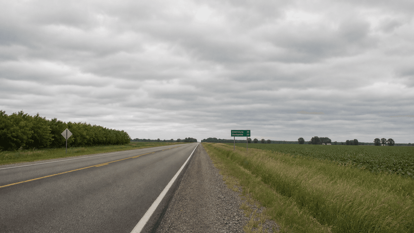 Rural stretch of U.S. 35 in Cass County, Indiana, where a towed trailer carrying heavy equipment jackknifed in an August 2026 crash