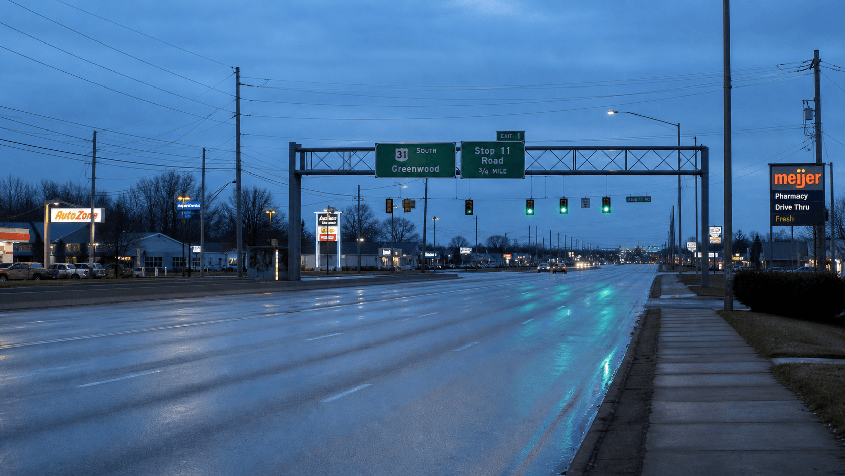 U.S. 31 and Stop 11 Road on the south side of Indianapolis, the location of a fatal crash investigated as a suspected impaired-driving incident.