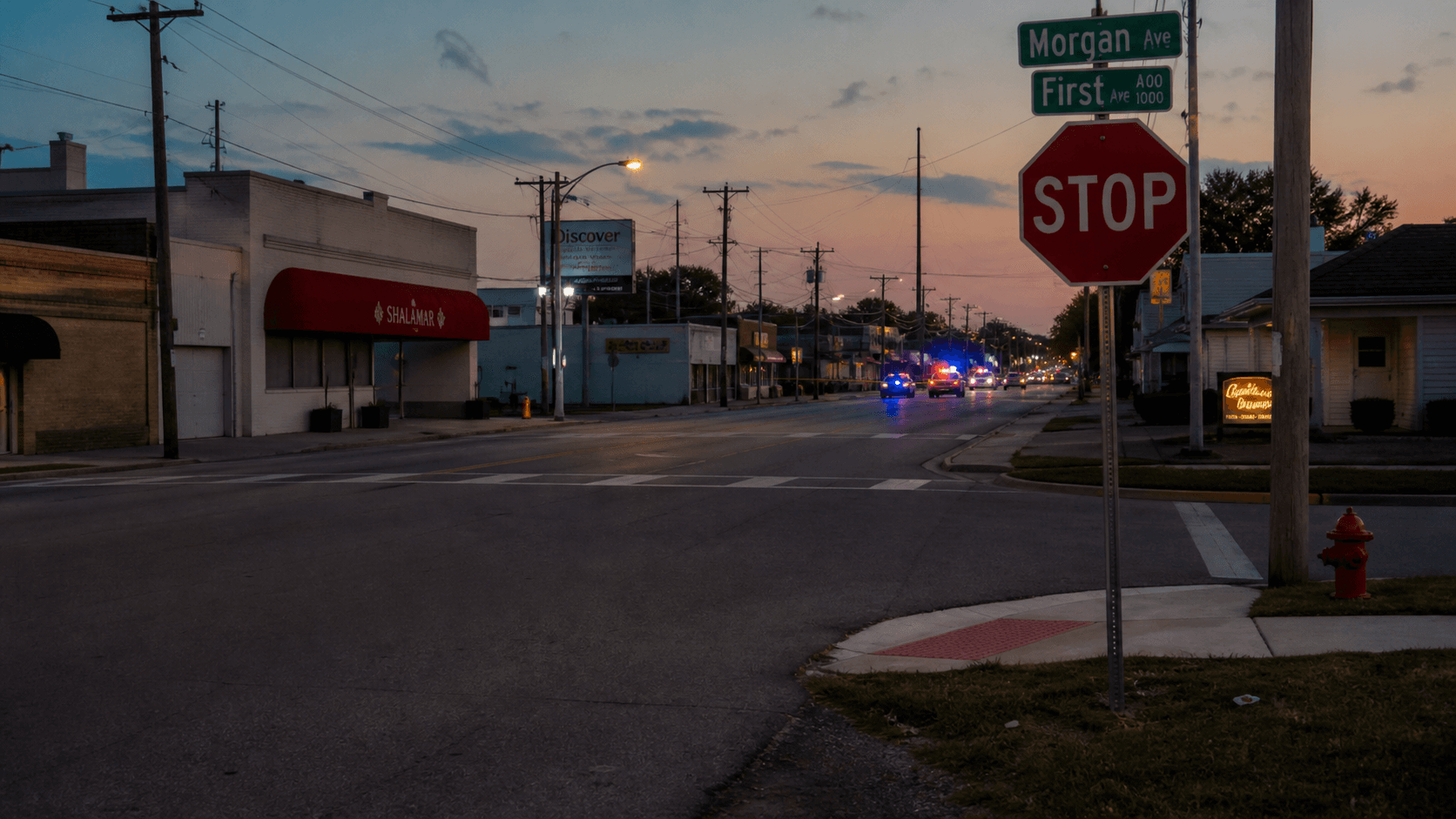 First Avenue near Morgan Avenue in Evansville, Indiana, where a motorcyclist was seriously injured in a reported failure-to-yield crash.