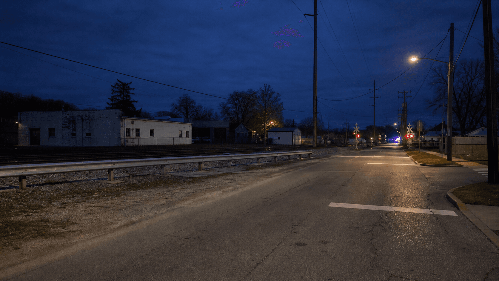 West 11th Street and Ohio Street beside the rail corridor in Michigan City, LaPorte County, where a pursuit ended in a serious passenger-injury crash.