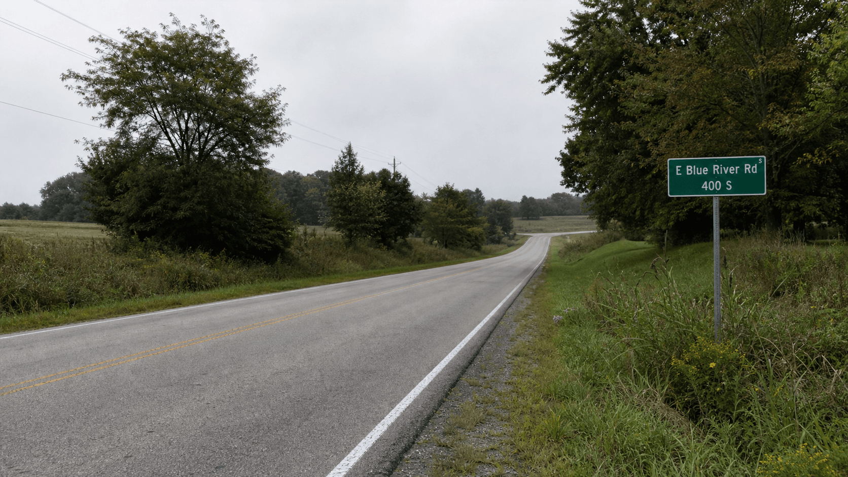 East Blue River Road in rural Washington County, the roadway where a fatal motorcycle and deer crash was reported.