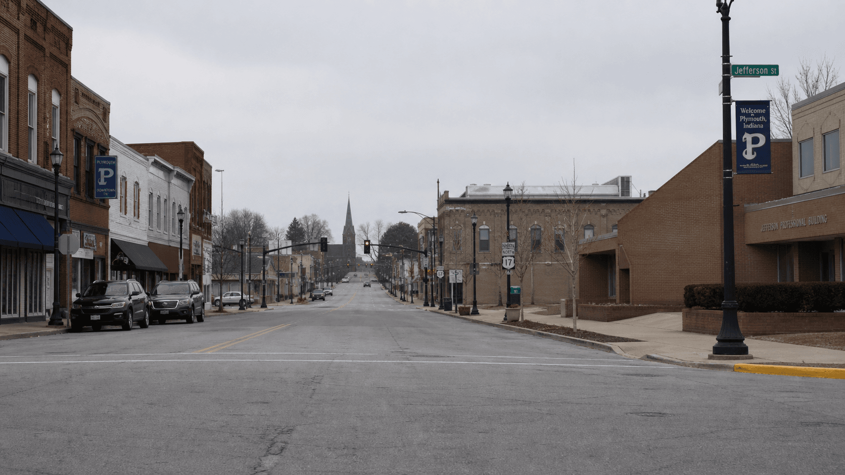 West Jefferson Street en Plymouth, Marshall County, donde la policía respondió a una denuncia de agresión.