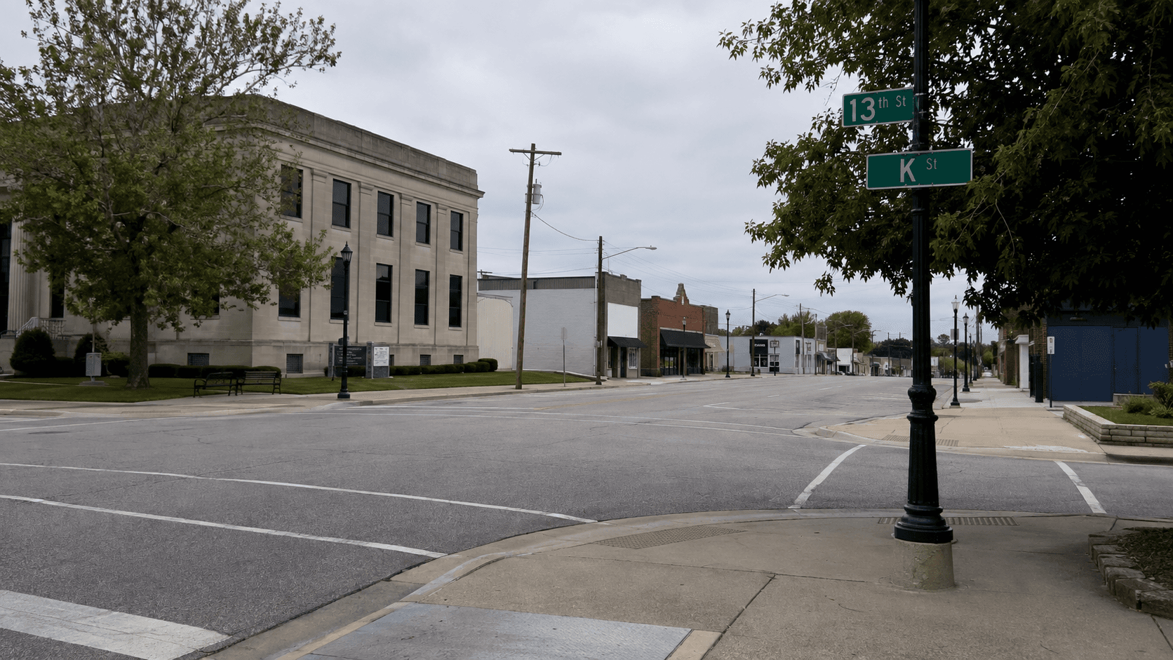 Street-level view representing 13th Street and K Street in Bedford, Lawrence County, where a police log reported an arrest involving an alleged injury.