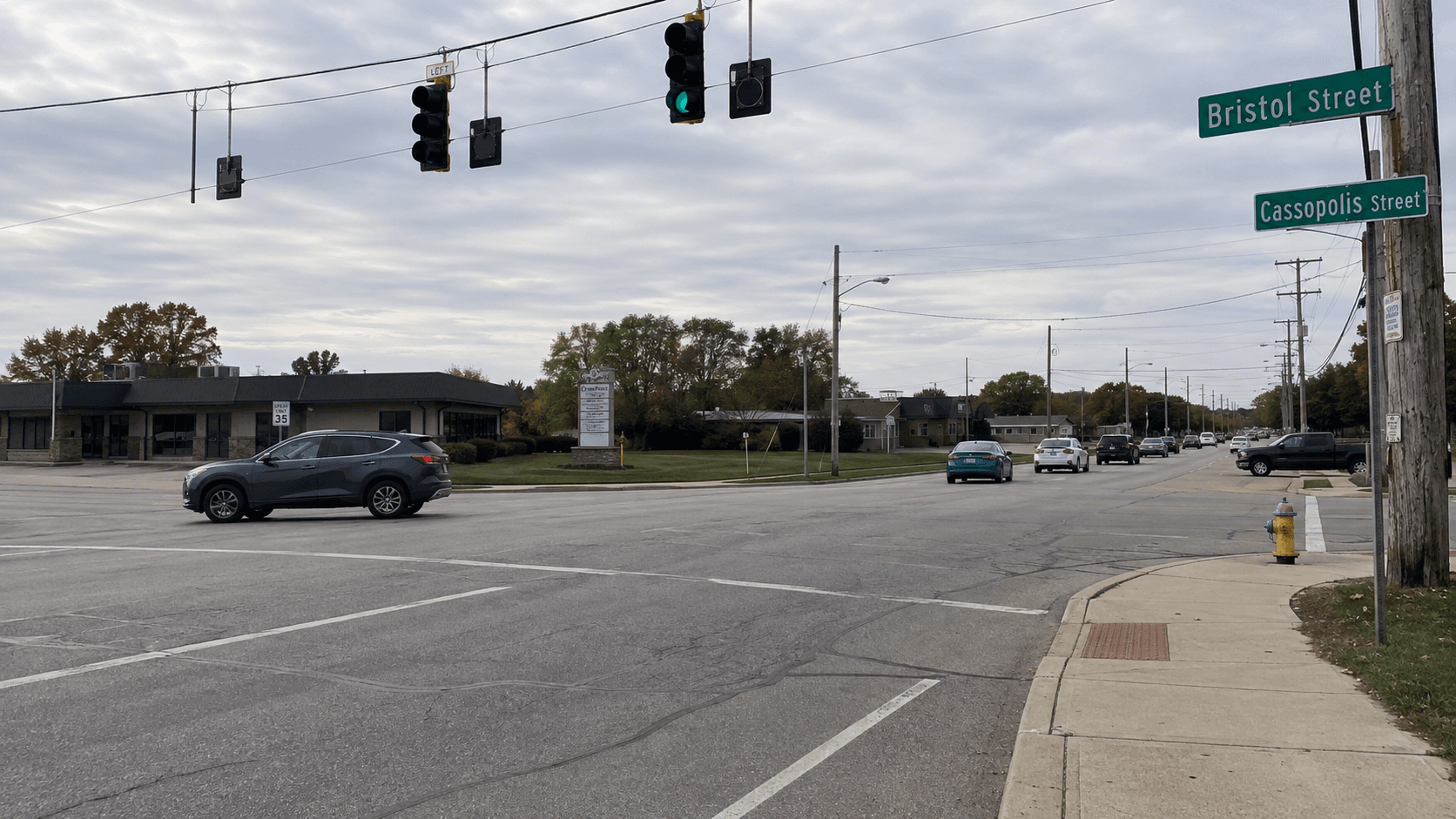Bristol Street and Cassopolis Street intersection in Elkhart, where a January police-pursuit crash seriously injured a teenage driver.
