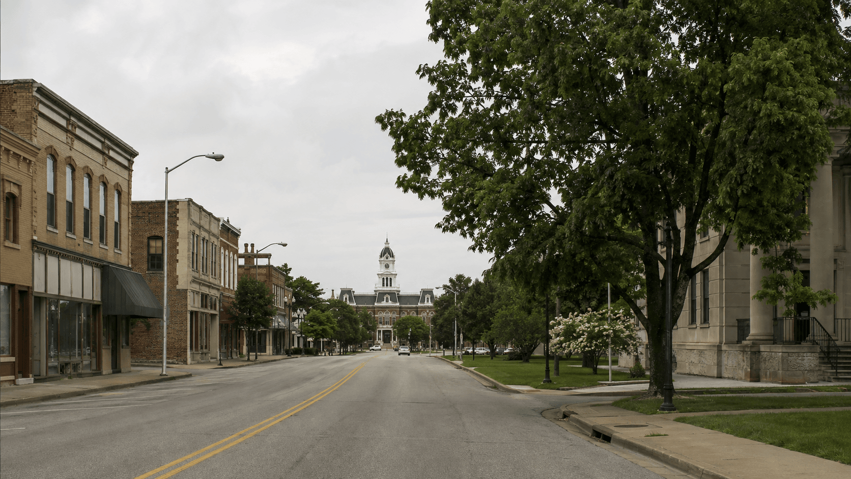 A quiet city street in Martinsville, Morgan County, representing the setting of the North Park Avenue shooting investigation.