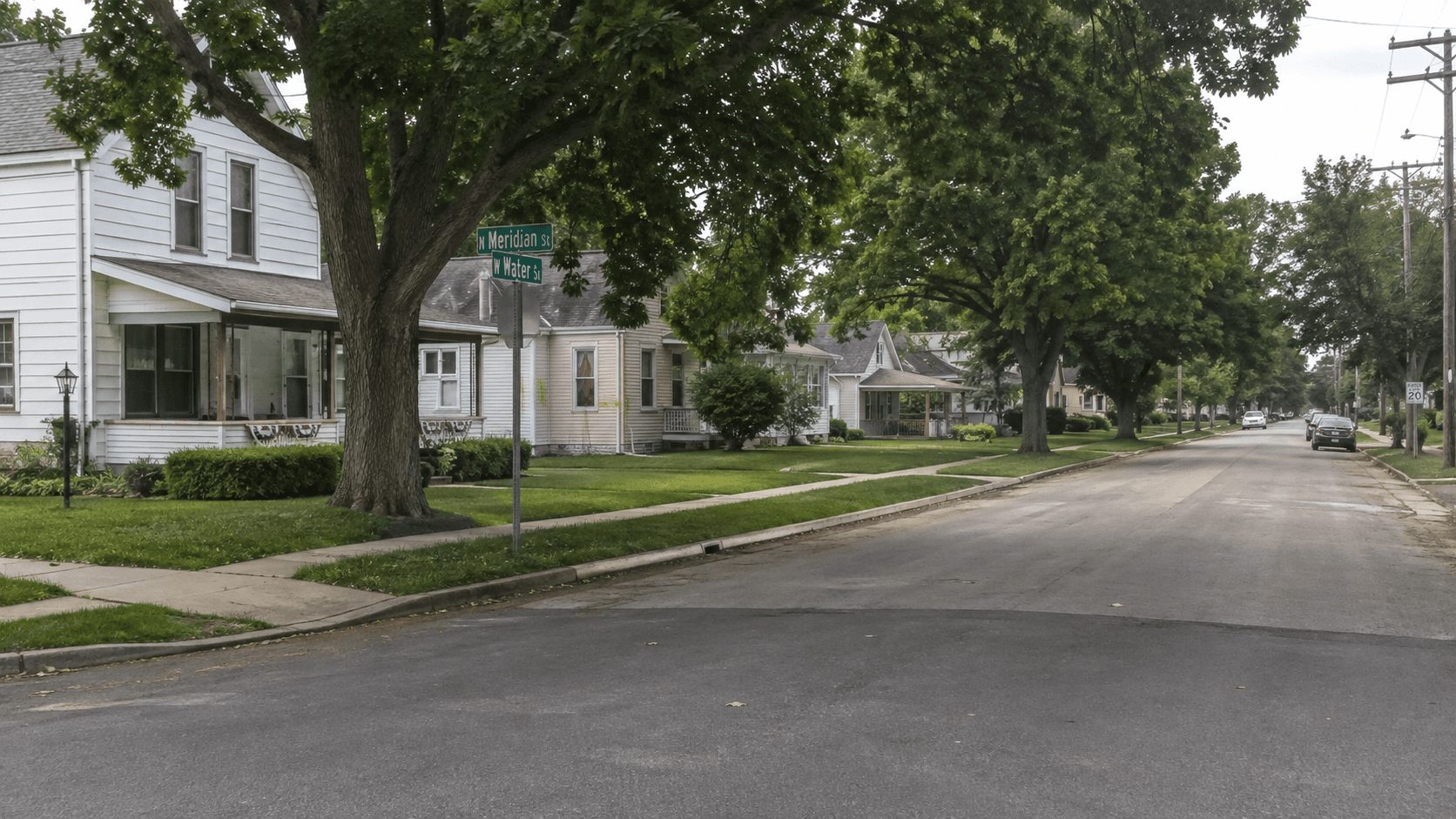 Residential properties along North Pleasant Street in Portland, Jay County, where a rollaway pickup reportedly struck a person.