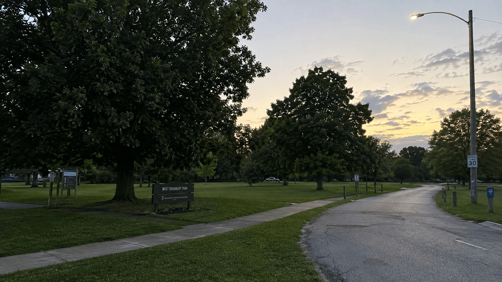 Public park scenery near West Bradbury Avenue in Indianapolis, where a shooting at Stout Field Park led to charges in Marion County.