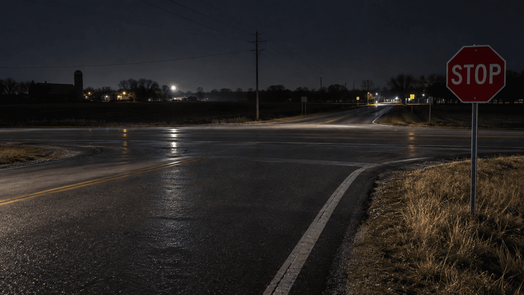 Stop-controlled intersection of County Road 33 and U.S. 33 near Goshen in Elkhart County, where two people were taken to hospitals after a crash.