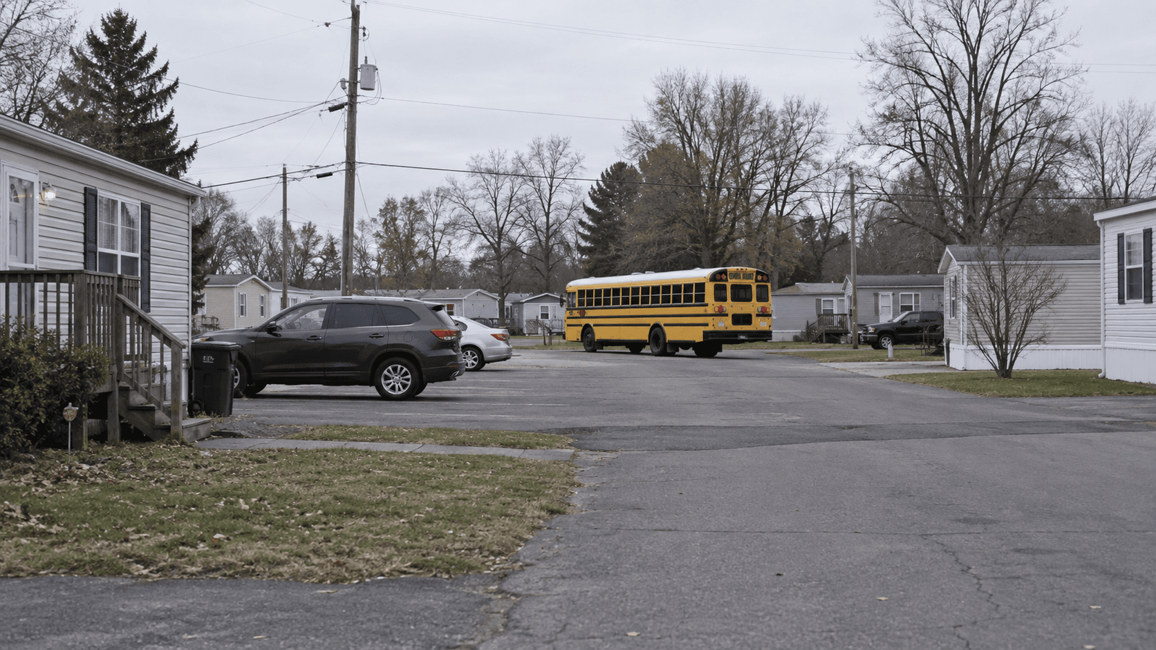 A quiet parking area near North Saint Joseph Avenue in Vanderburgh County, representing the setting of the reported school bus injury.