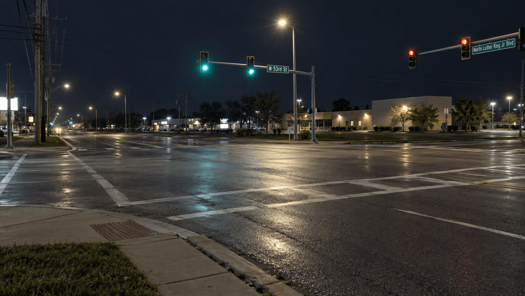 West 53rd Street and Martin Luther King Jr. Boulevard intersection in Anderson, Madison County, where a motorcyclist was critically injured.