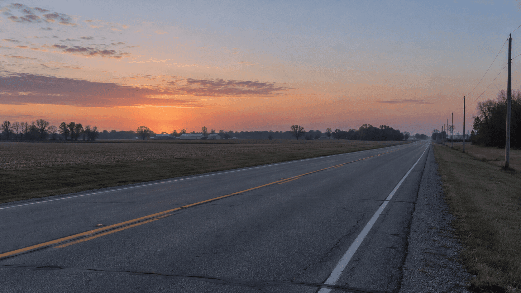 State Road 29 near Michigantown in rural Clinton County, where a fatal head-on crash was reported.