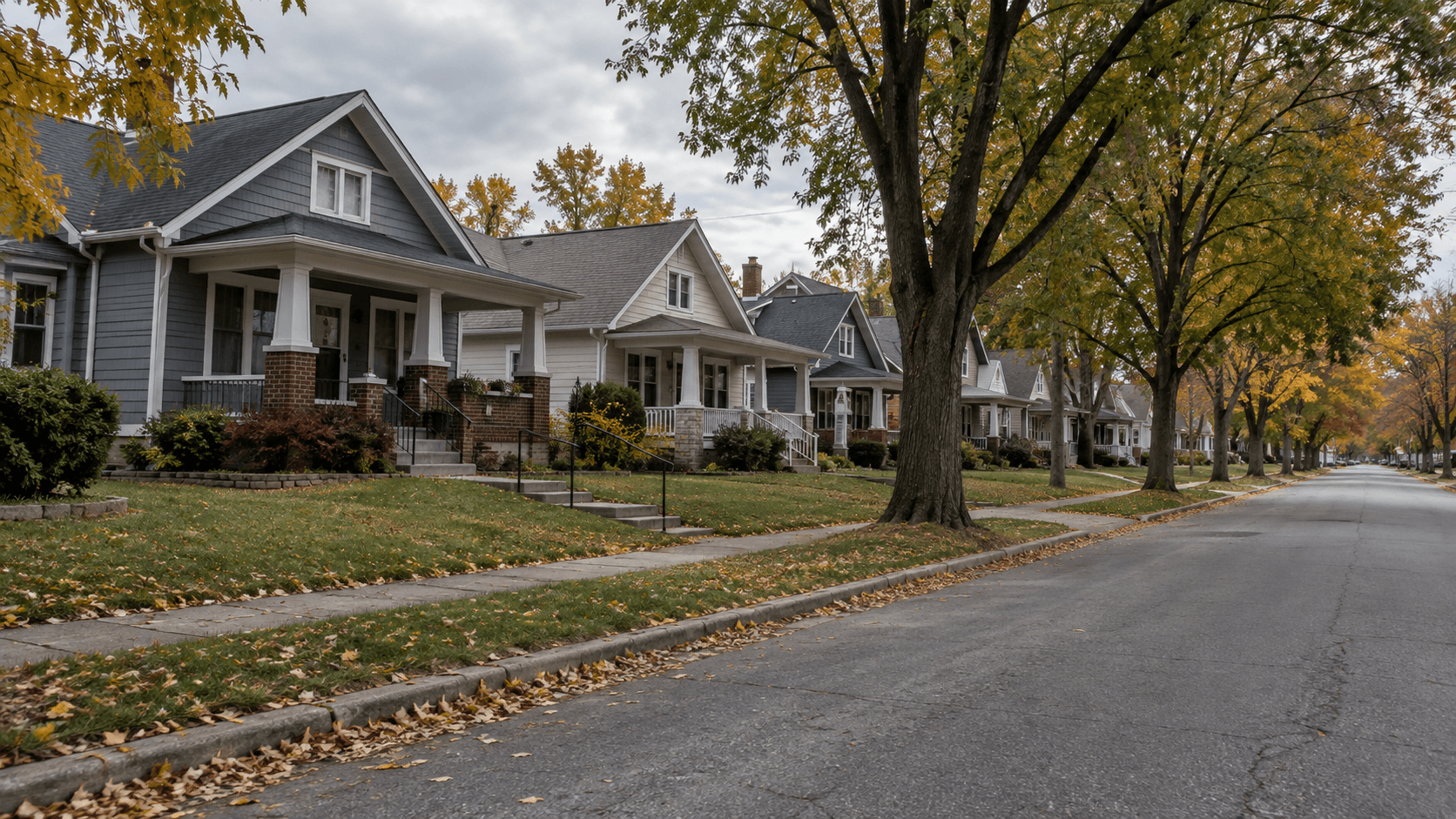 Residential street scene in Indianapolis, Marion County, providing context for the reported fatal shooting on Guilford Avenue.