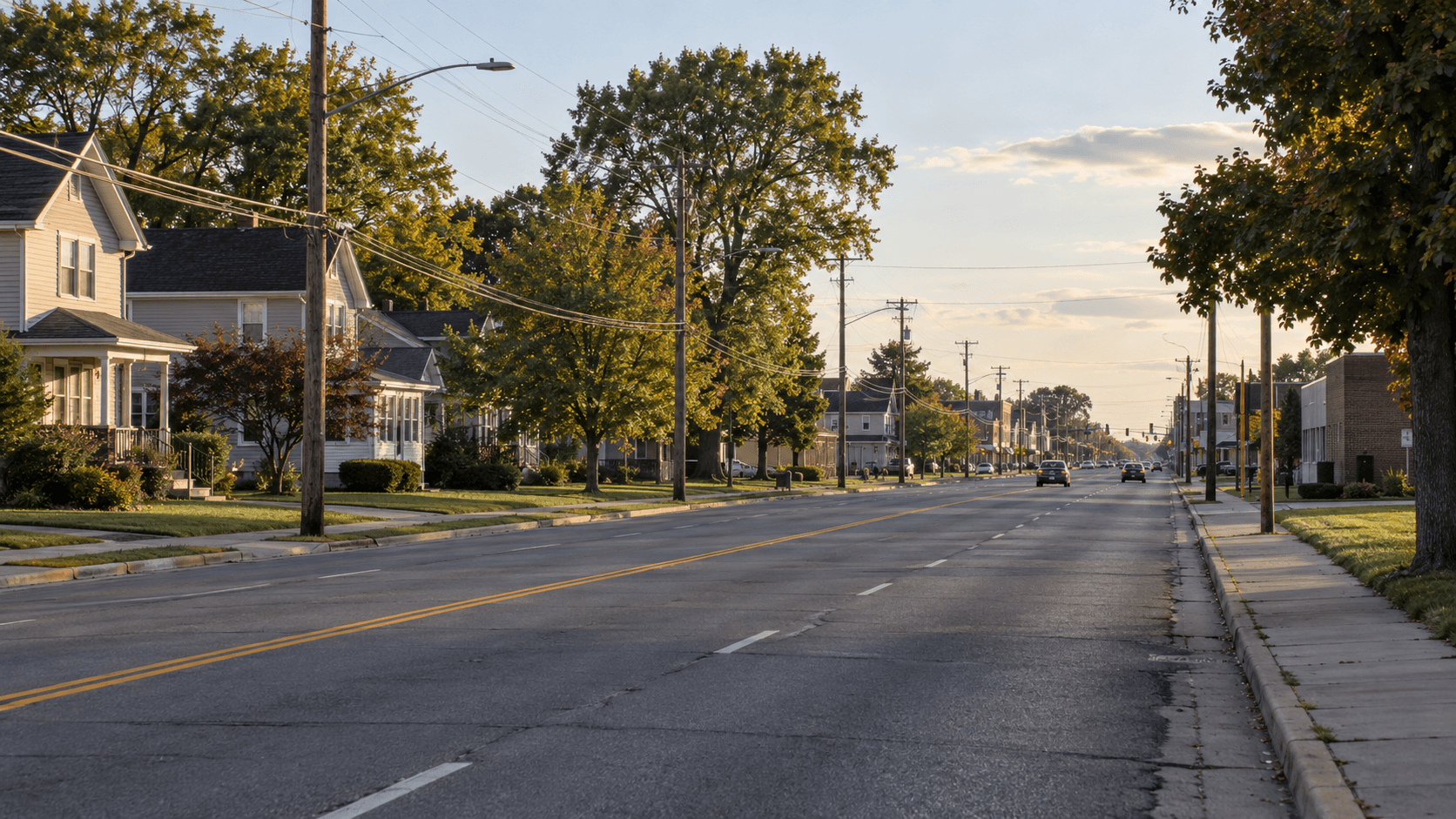 Vista de Jackson Street en Mishawaka, Indiana, donde una camioneta atropelló a dos peatones.
