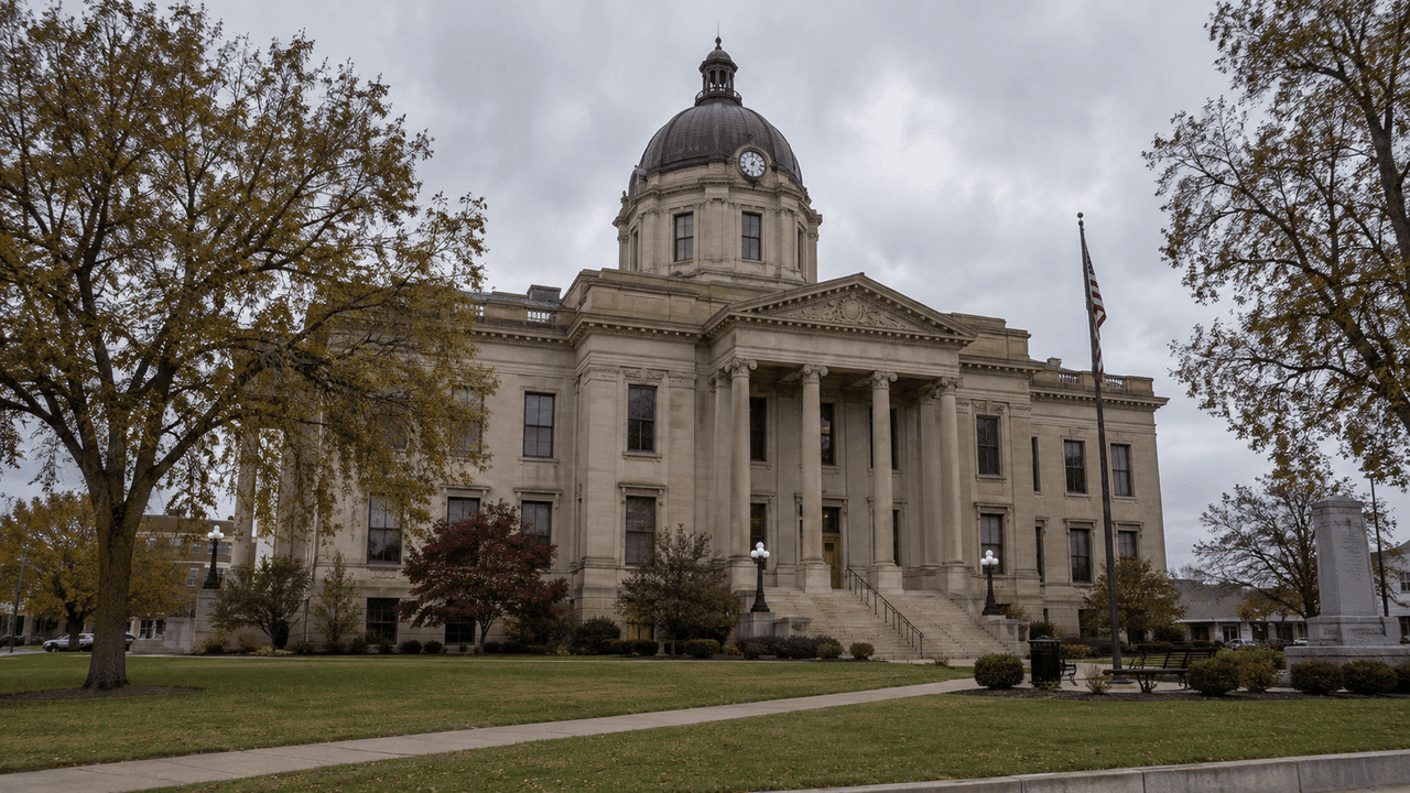 Indiana county courthouse exterior in Knox County, illustrating a Vincennes-area criminal sentencing and related wrongful death issues.