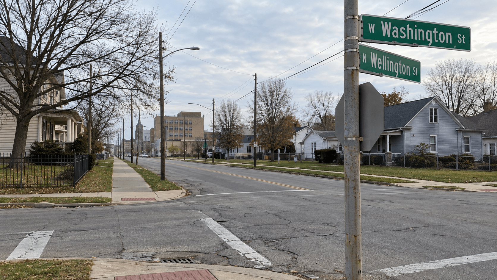 Washington and Wellington streets area in South Bend, St. Joseph County, where a 2024 police shooting led to an ongoing federal lawsuit.