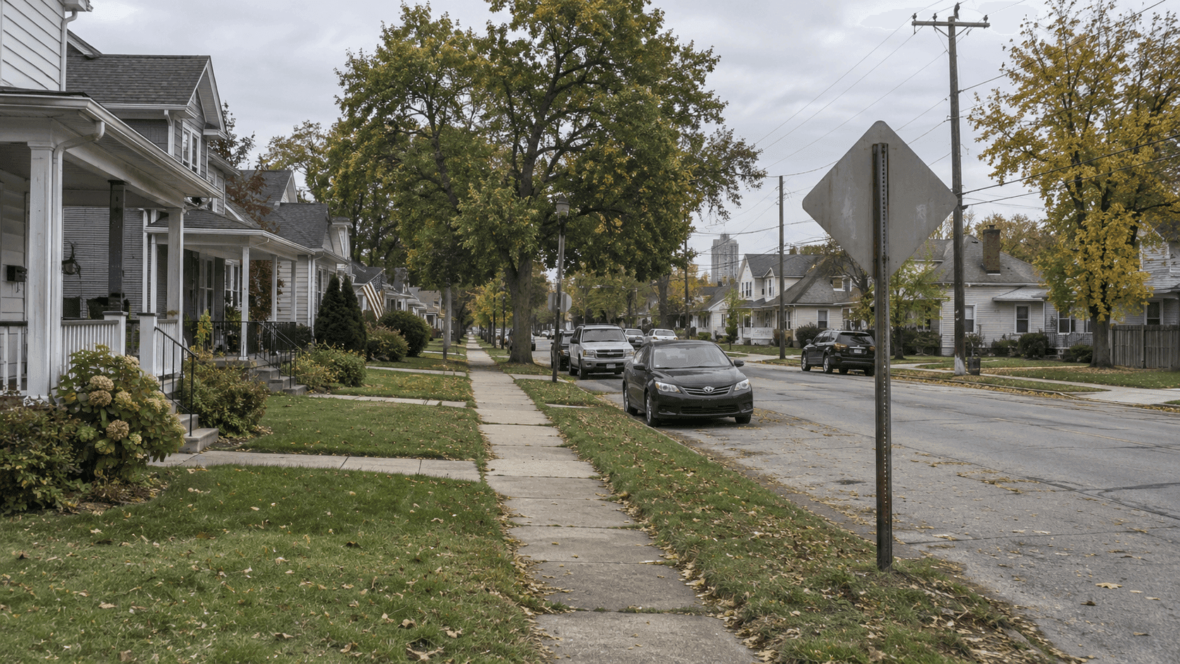 Residential streetscape in Fort Wayne, Indiana, representing the area of the reported accidental shooting on Seddlemeyer Avenue.