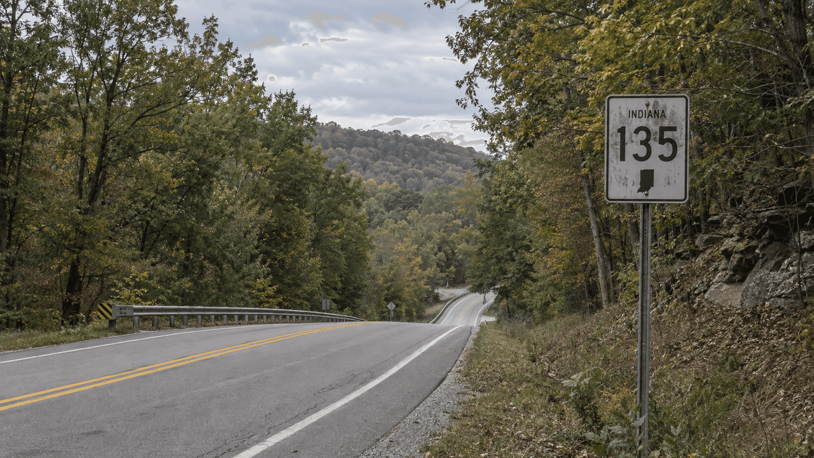 Rural State Road 135 in Brown County near Nashville, the roadway where a reported hit-and-run scooter crash led to a felony charge.