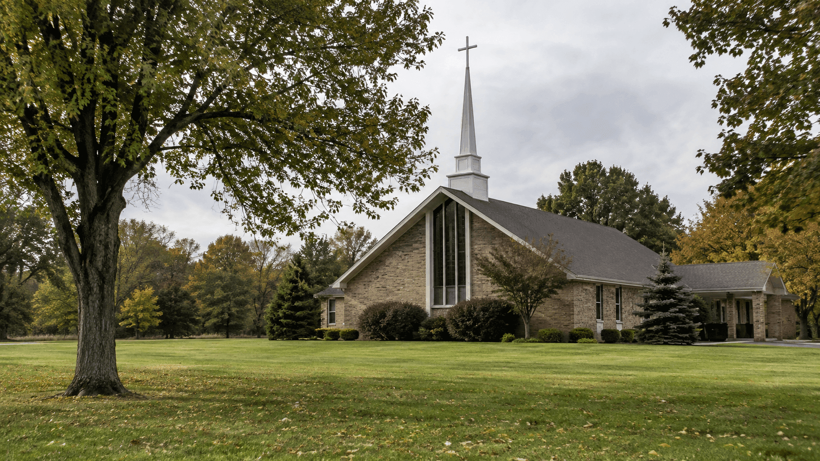 Church grounds in Terre Haute, Vigo County, illustrating the setting of a reported hayride accident.