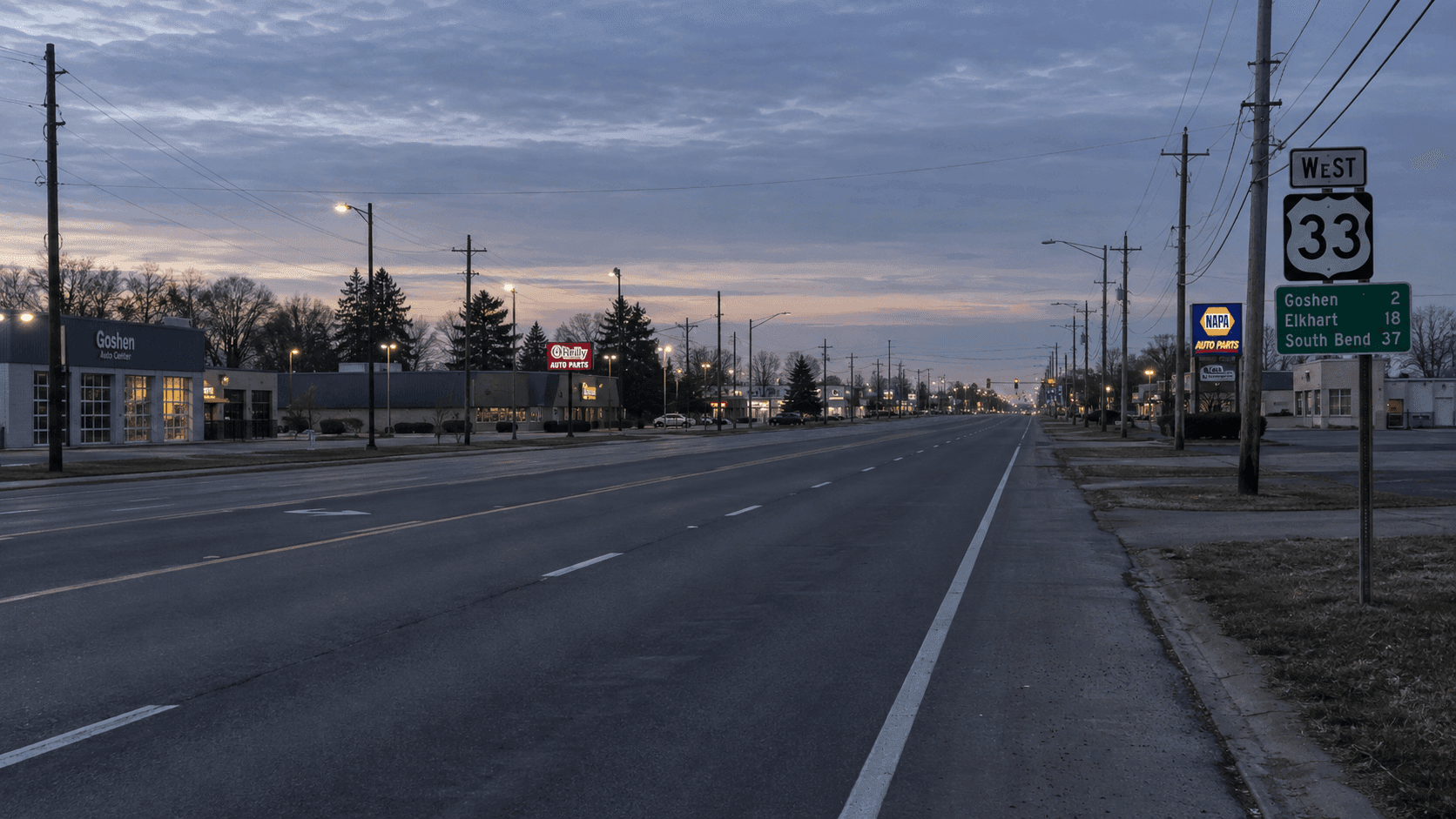 U.S. 33 in Goshen, Elkhart County, near the area of a reported semi and motorized scooter hit-and-run.