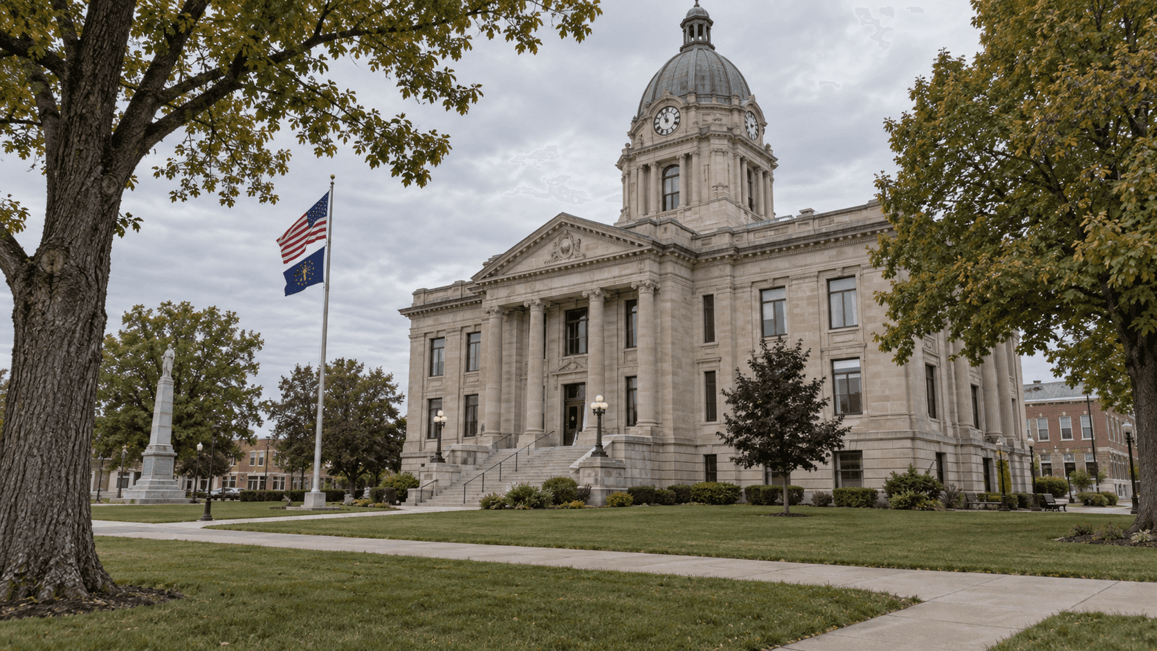 County courthouse setting in Gibson County, where a sentencing hearing was scheduled in the 2024 killing of a woman north of Patoka.