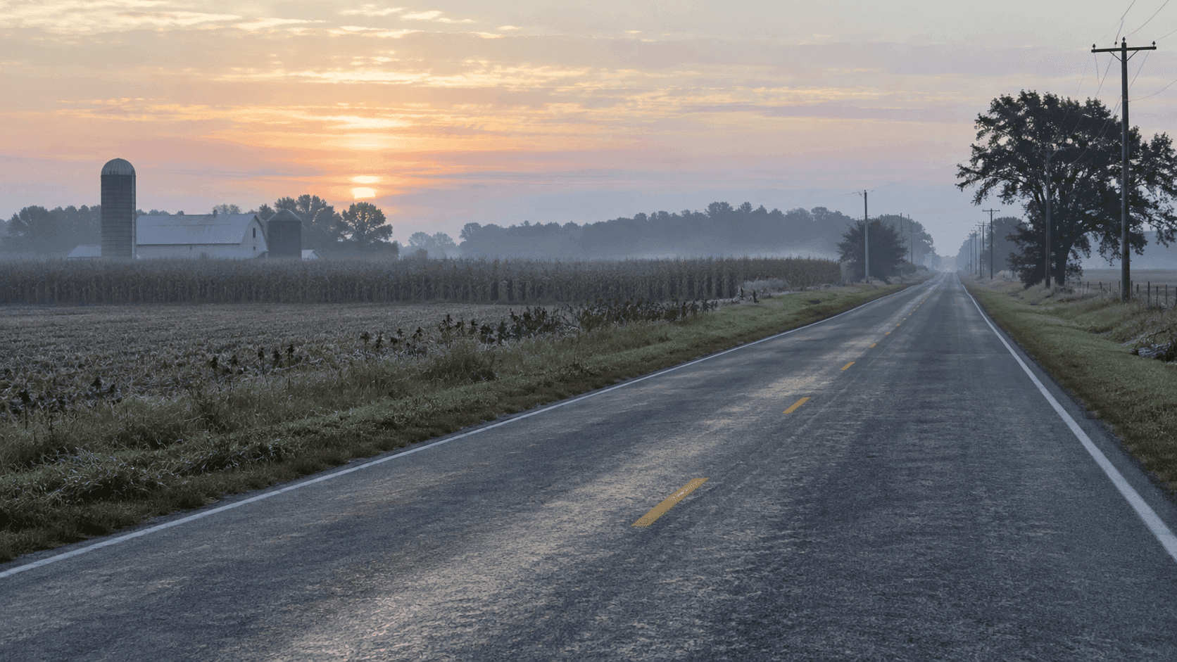 Rural county road near Westport in Decatur County, where a motorcycle crash was reported on October 8, 2026.