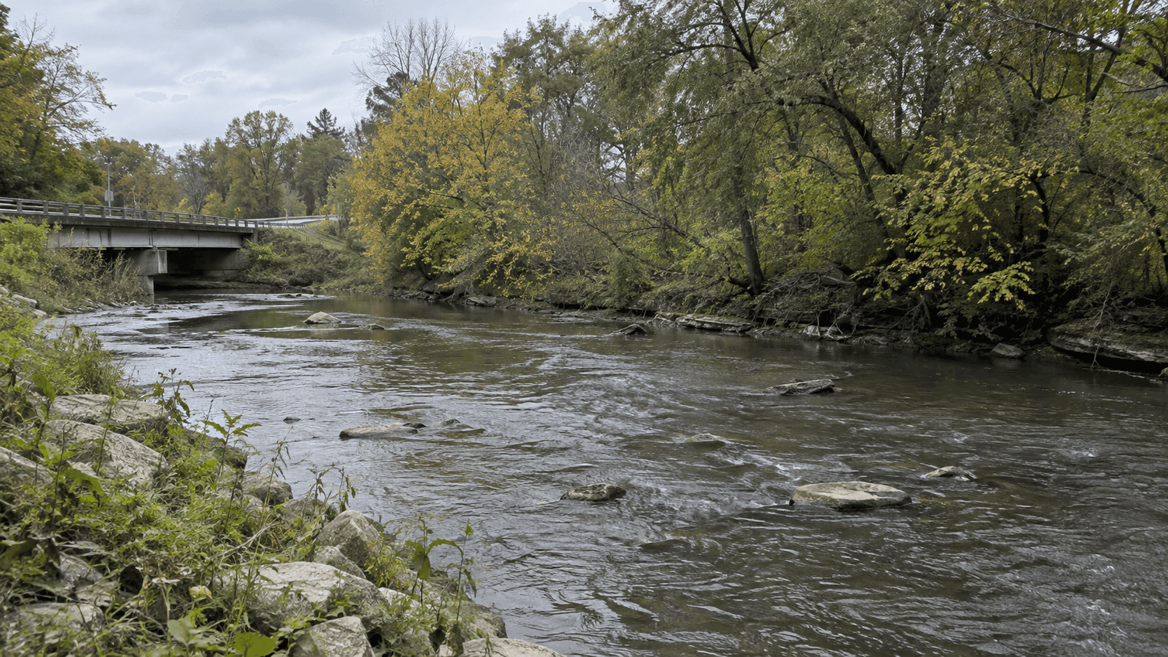 Fall Creek near Boy Scout Road in Marion County, where Indiana DNR officers are investigating a man's death.