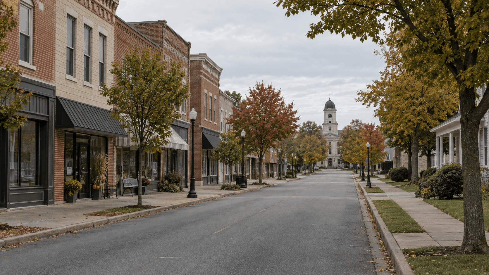 Street scene in Greensburg, Decatur County, illustrating a reported dog-bite call on North Anderson Street.