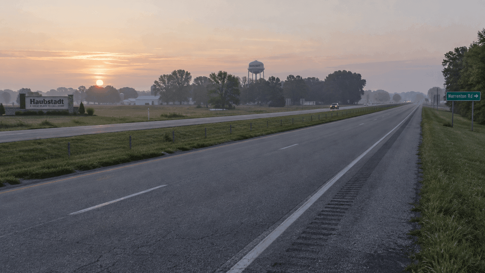 U.S. 41 near Warrenton Road in Haubstadt, Gibson County, where a rollover crash reportedly hurt two people.