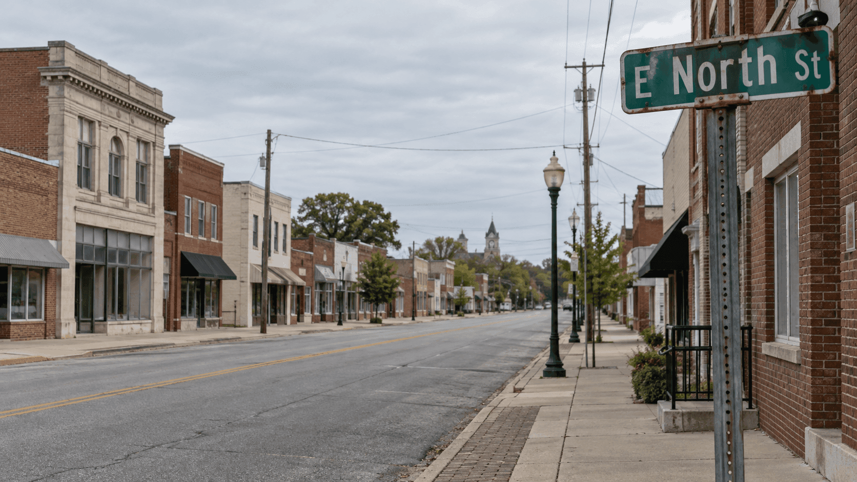 East North Street streetscape in Greensburg, Decatur County, where a dog bite was reported.