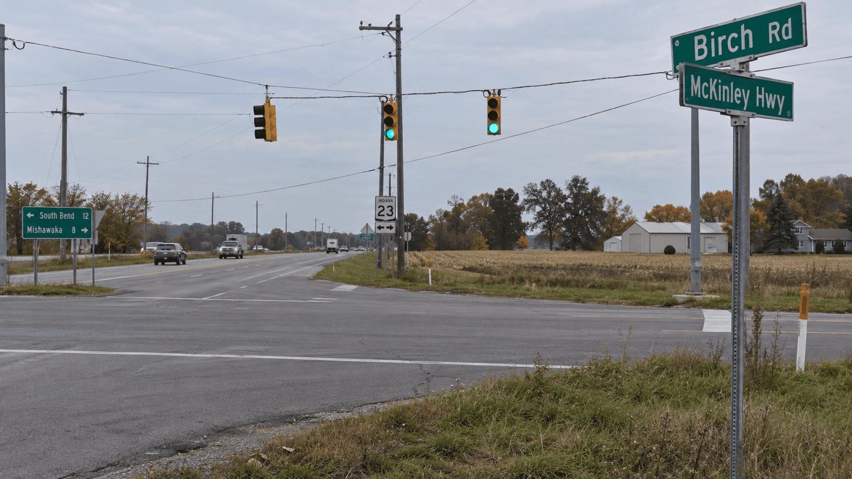 Birch Road and McKinley Highway near Osceola in St. Joseph County, where a single-vehicle rollover injured multiple people.