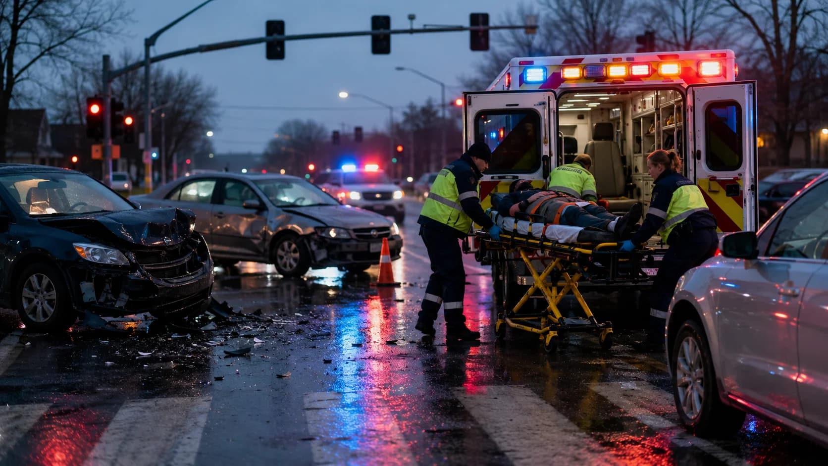 Car Accidents accident scene in Fort Wayne — Delventhal Law Office responds