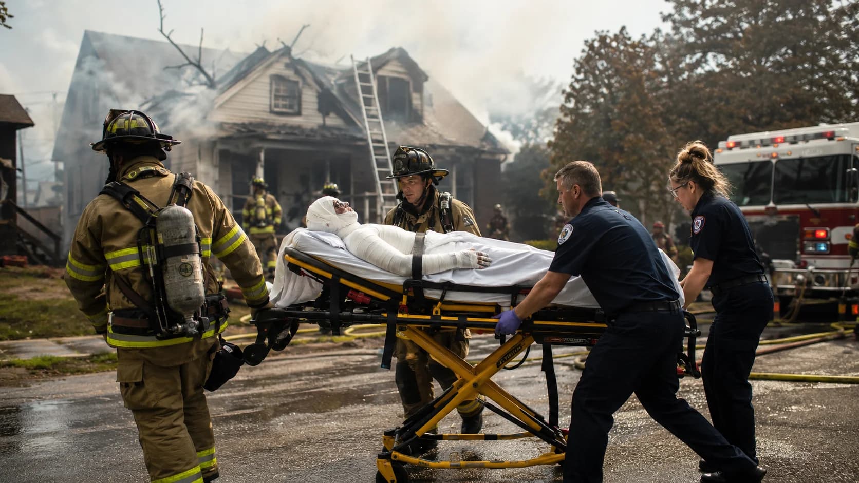 Fort Wayne fire & burn injuries scene