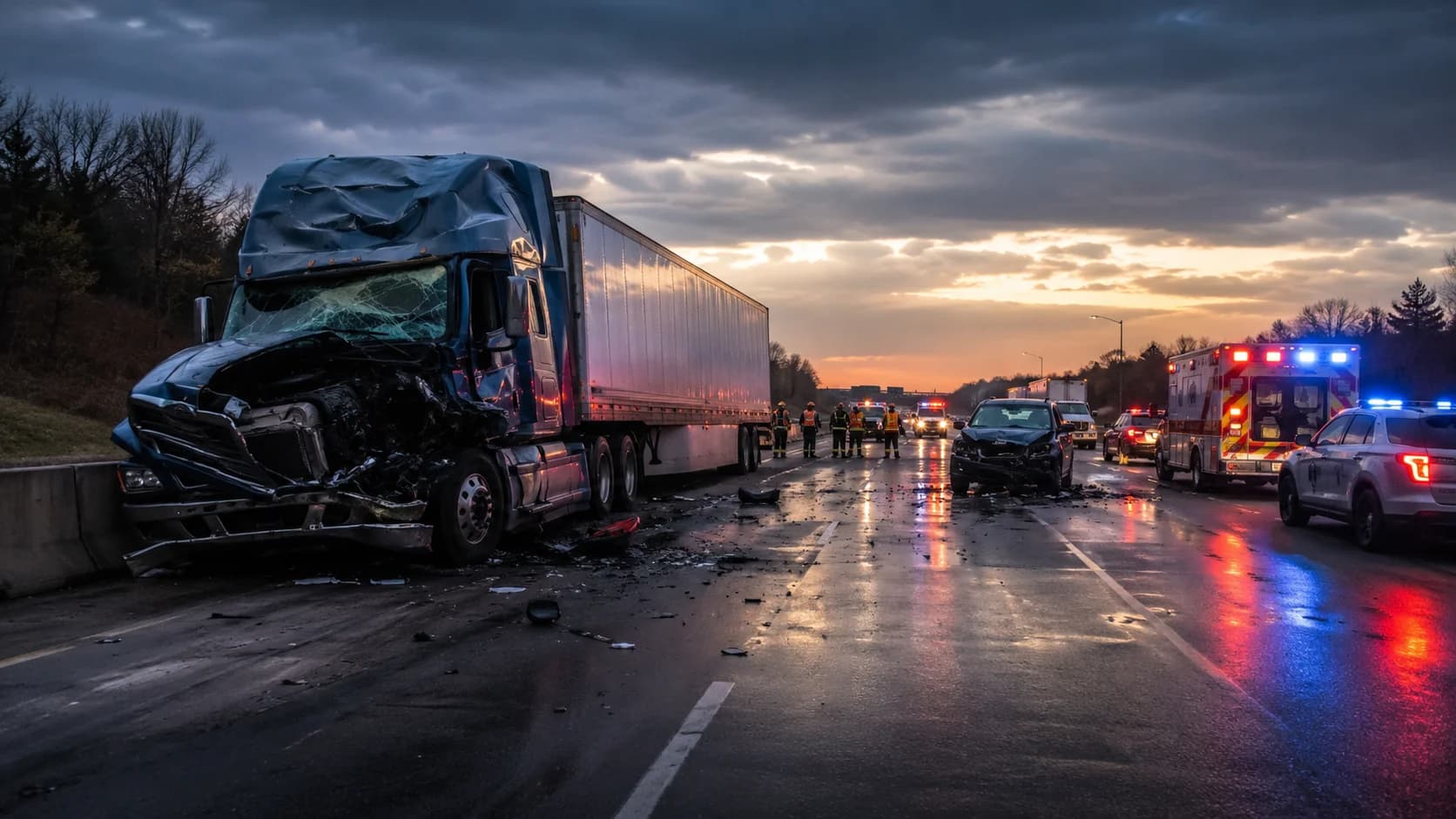 Truck Accidents accident scene in Fort Wayne — Delventhal Law Office responds
