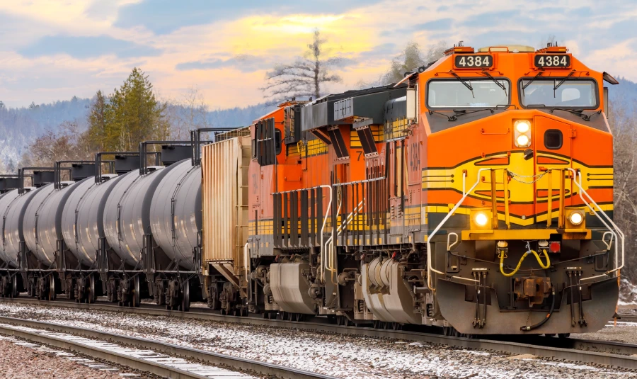 A loaded train approaches