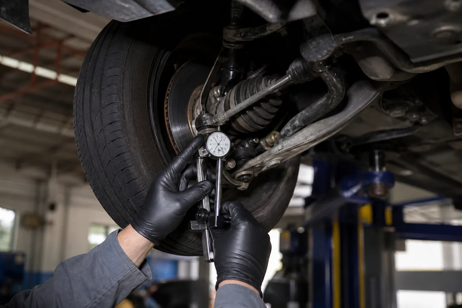 Independent inspection of a vehicle wheel and suspension assembly