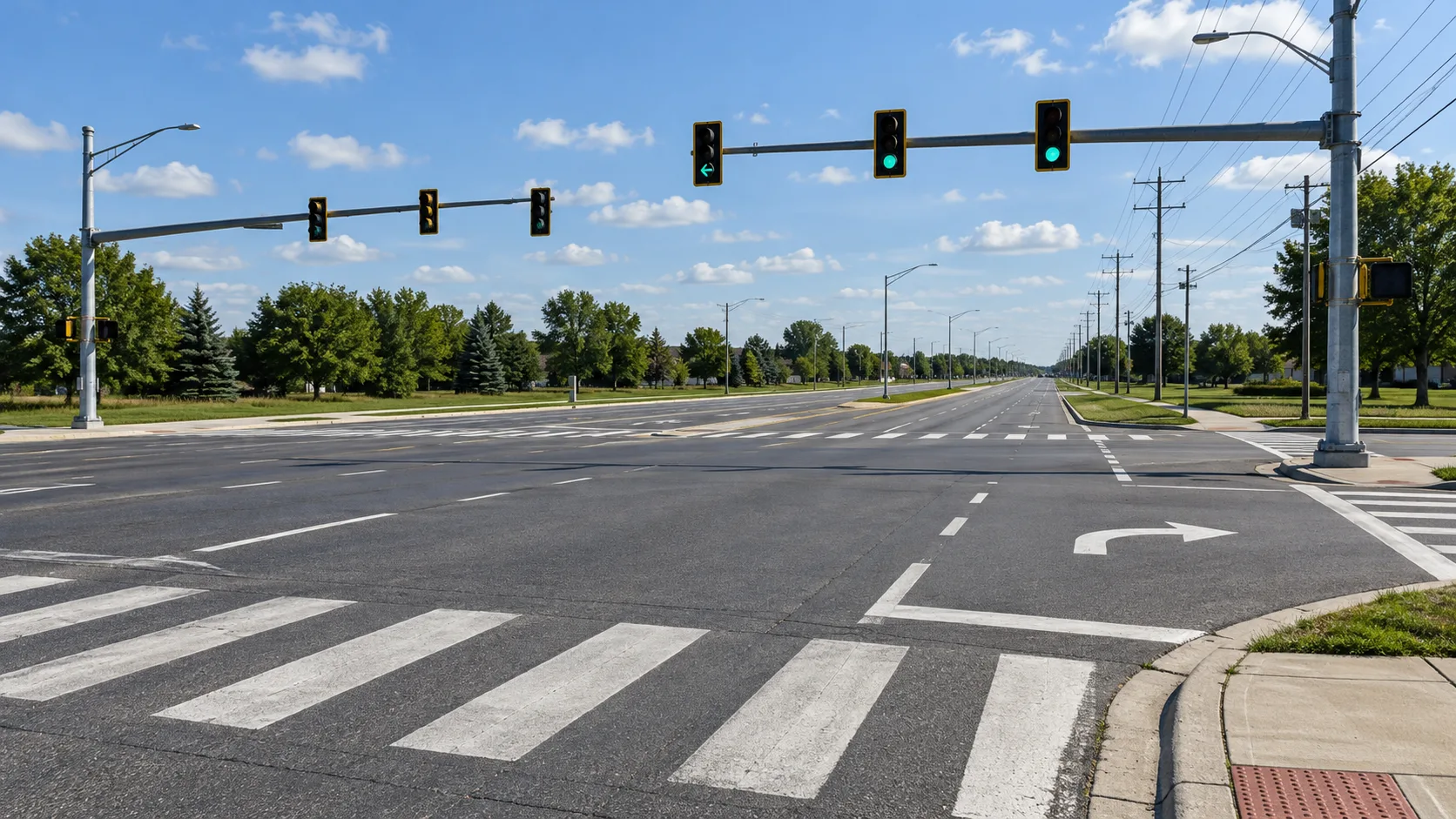 Traffic signals and sight lines at a Fort Wayne intersection