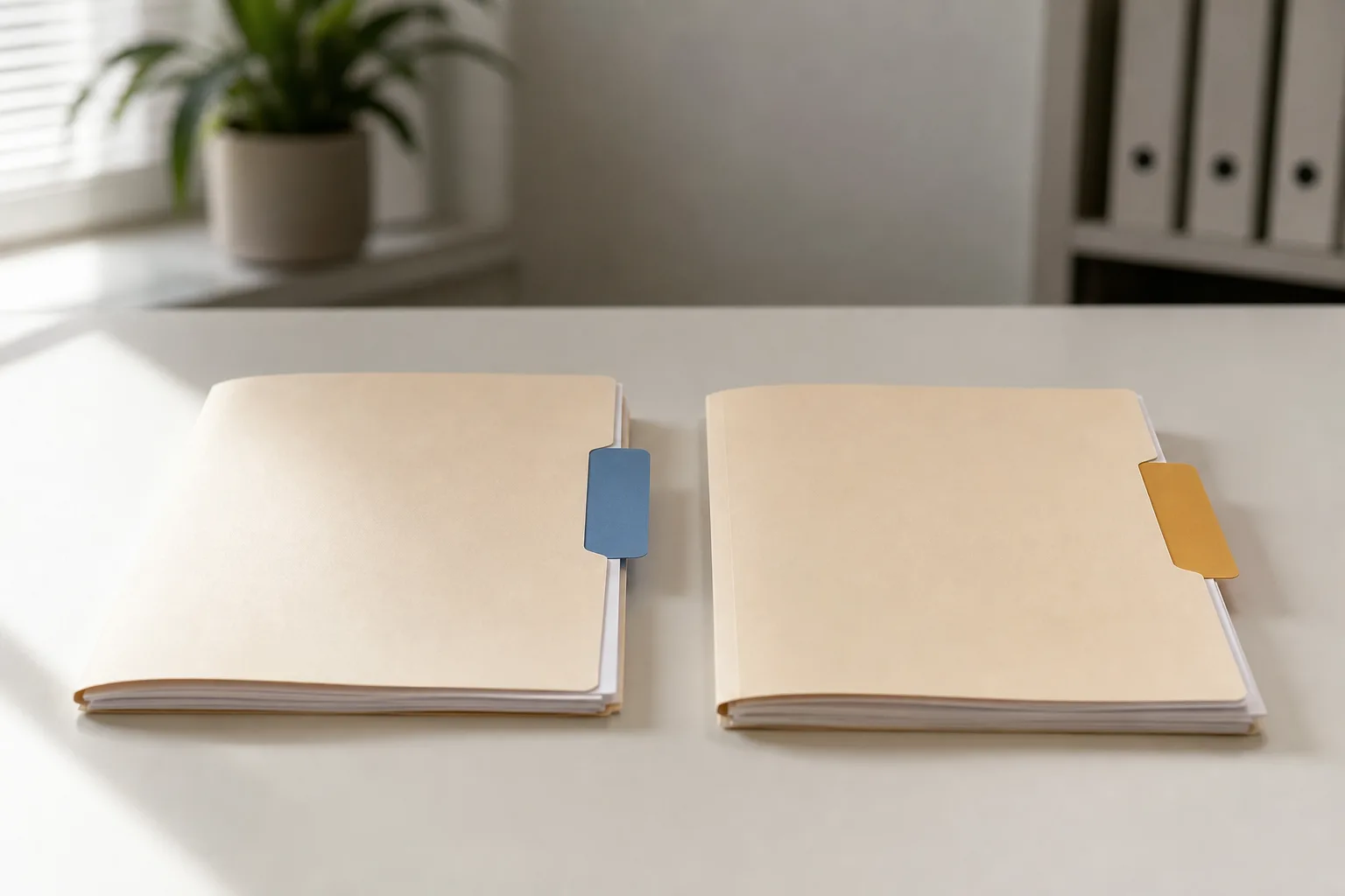 Two document folders representing the informal Request for Assistance and formal Application for Adjustment of Claim tracks