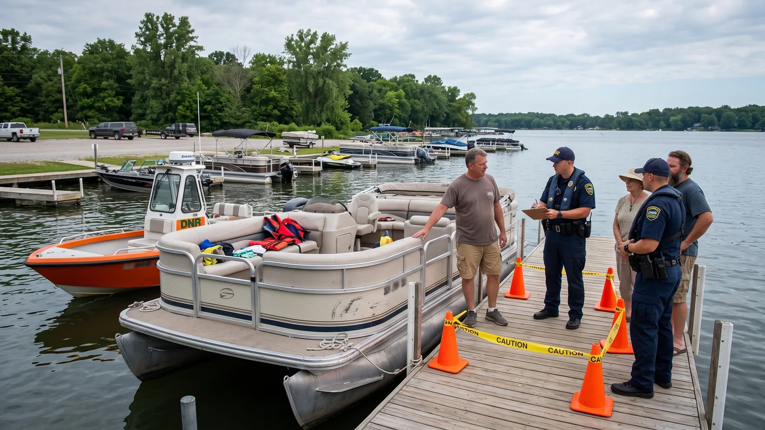 Non-graphic dock investigation after a boat accident on a northeast Indiana lake.