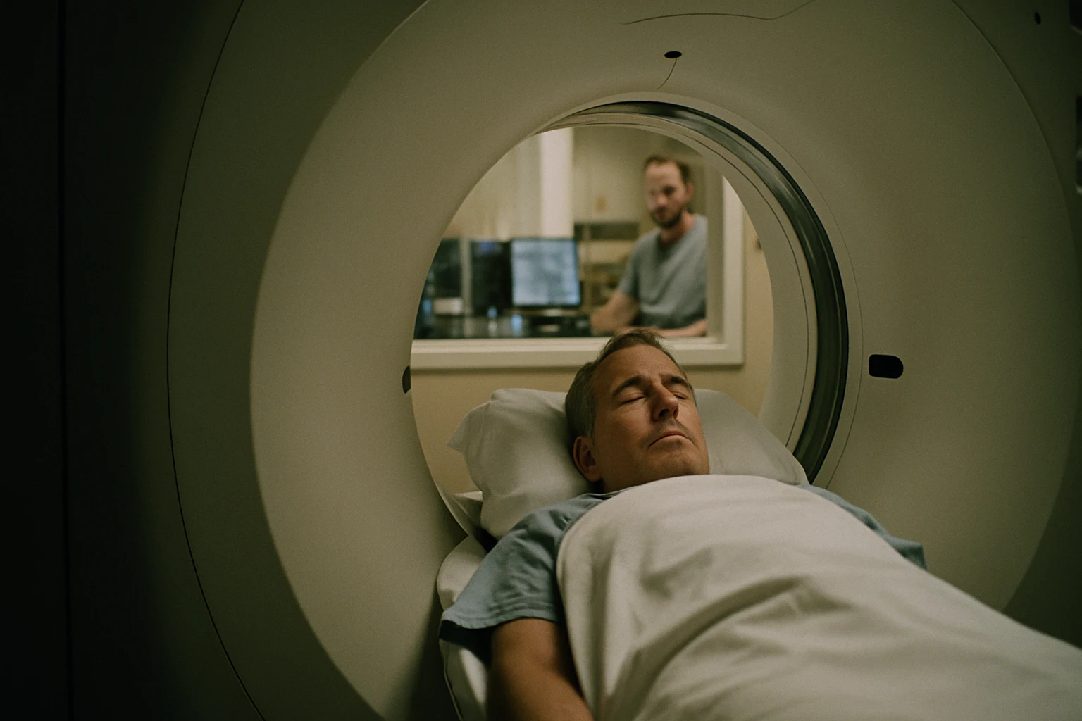 A patient being slid into a CT scanner at a Fort Wayne hospital emergency department