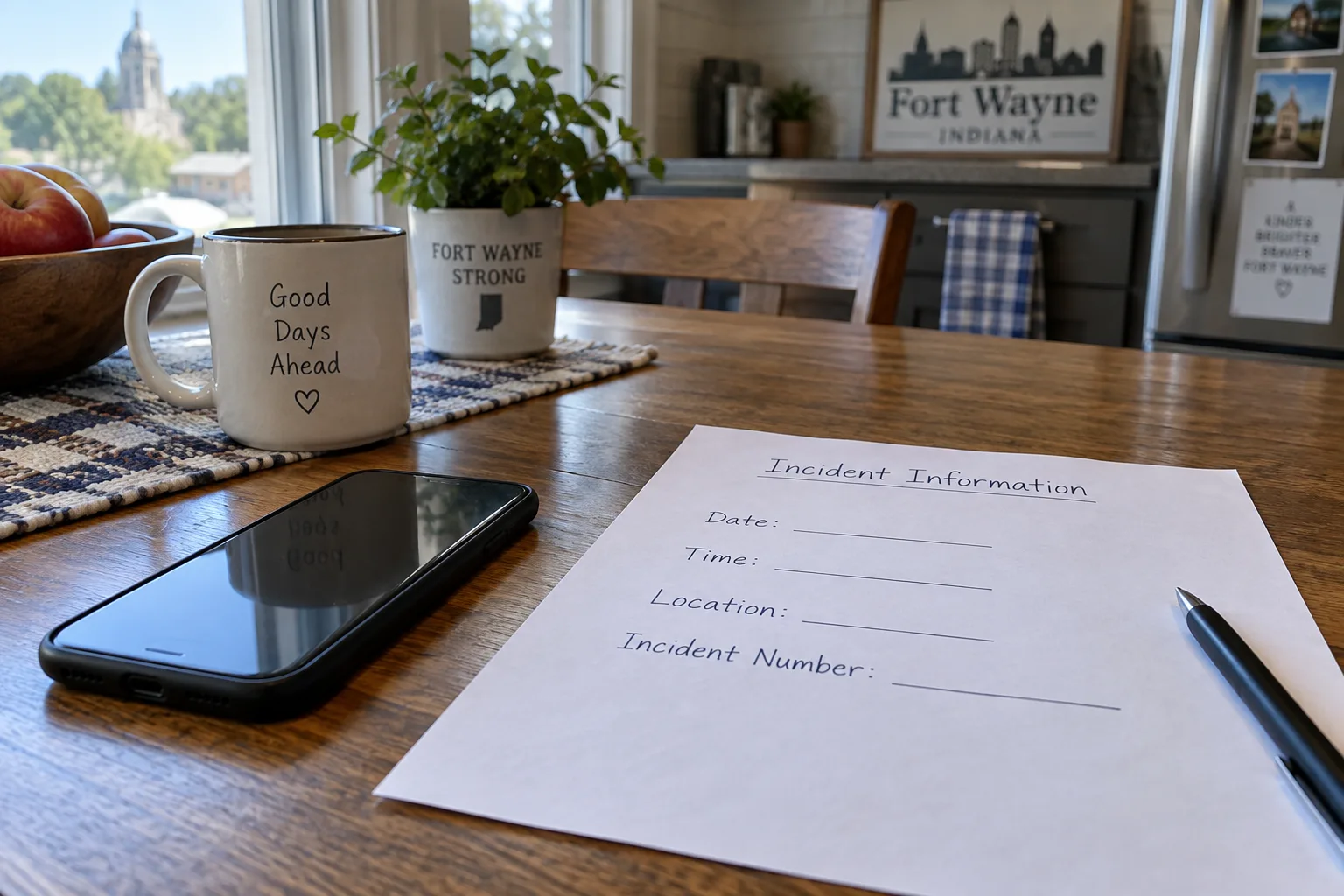 Phone and incident-information notes prepared for a records request