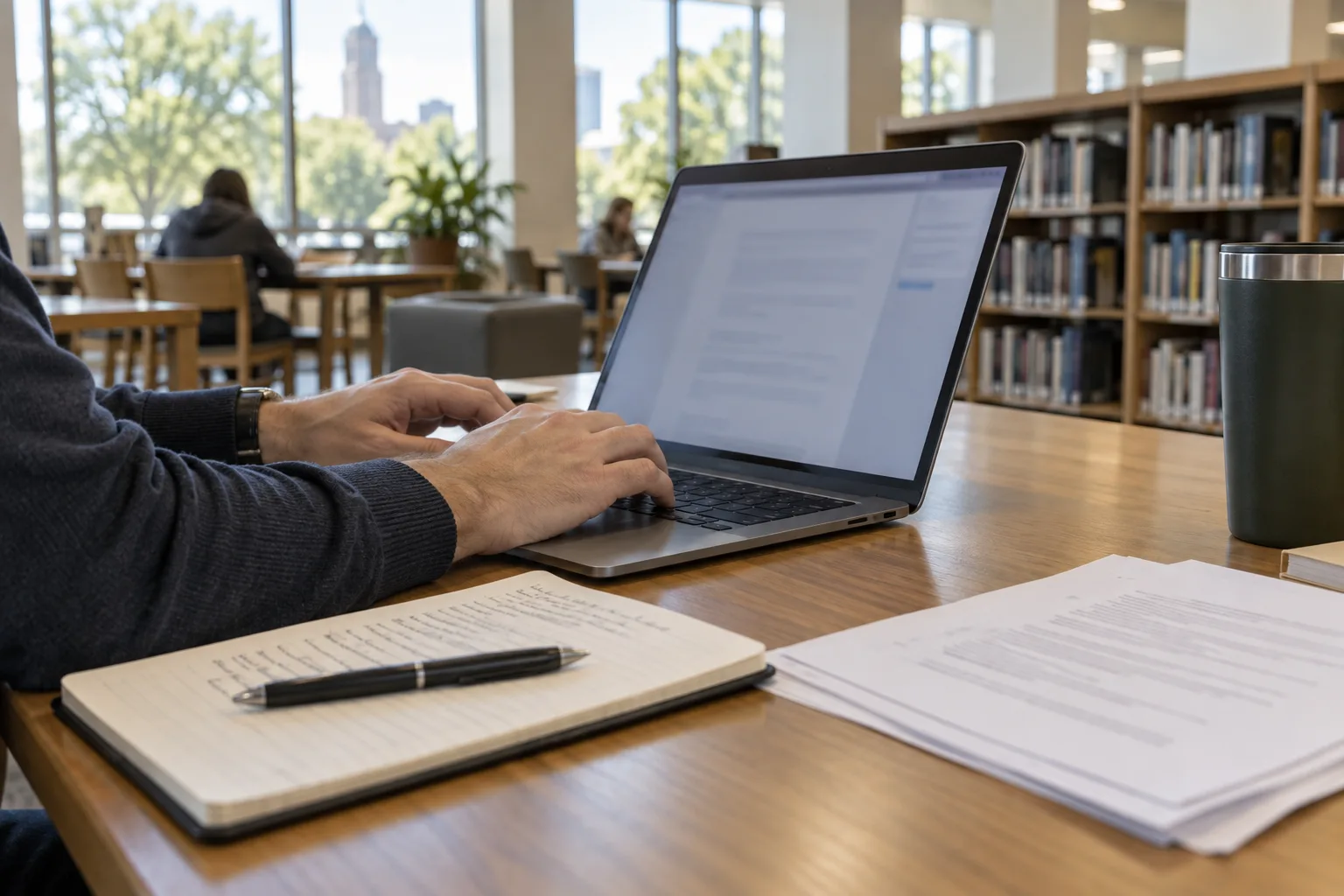 Person preparing a public-records request on a laptop
