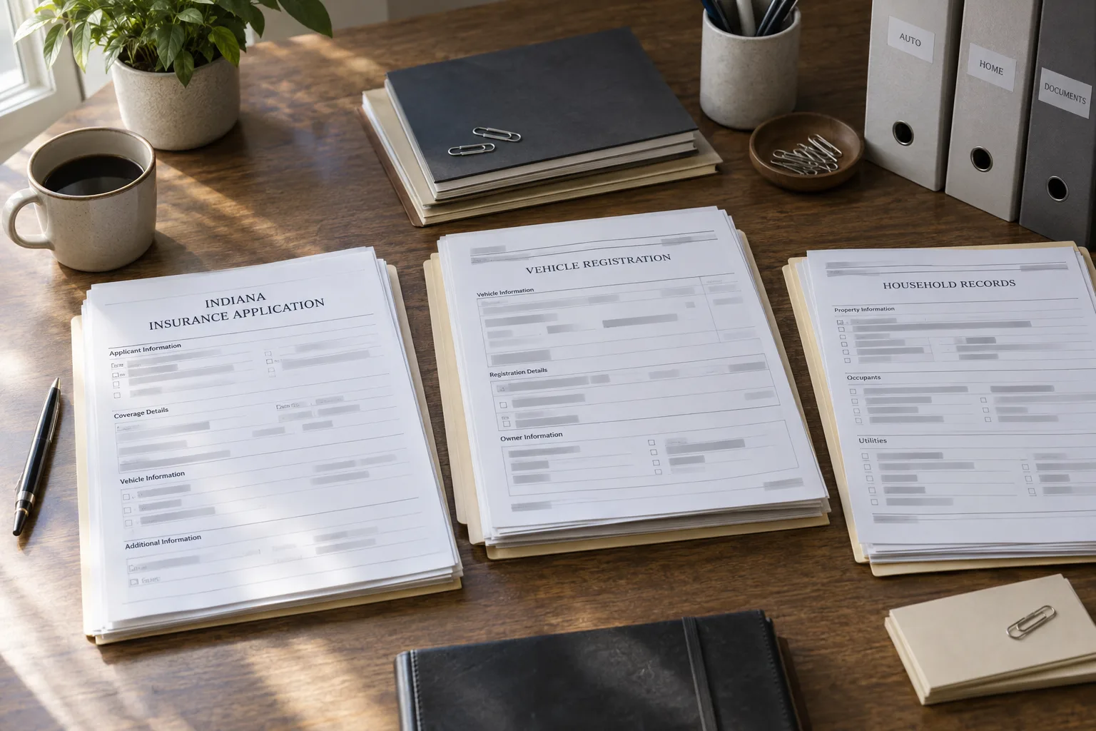 Insurance application organized with vehicle and household records