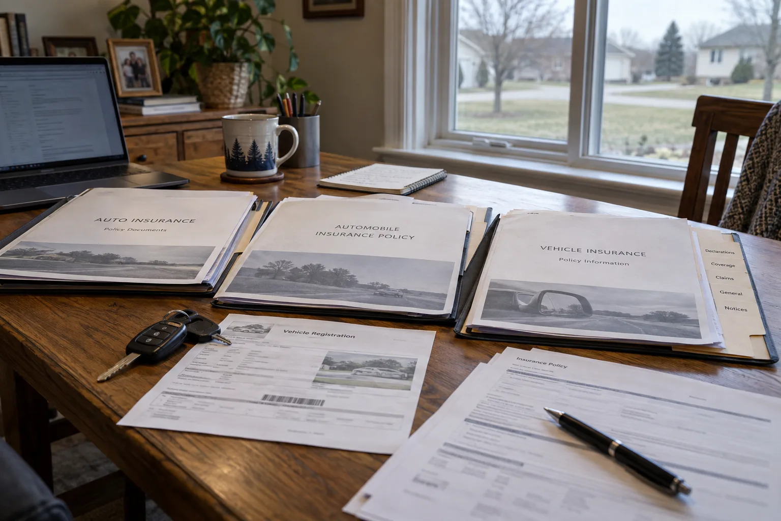 Multiple auto insurance policies organized for a coverage review