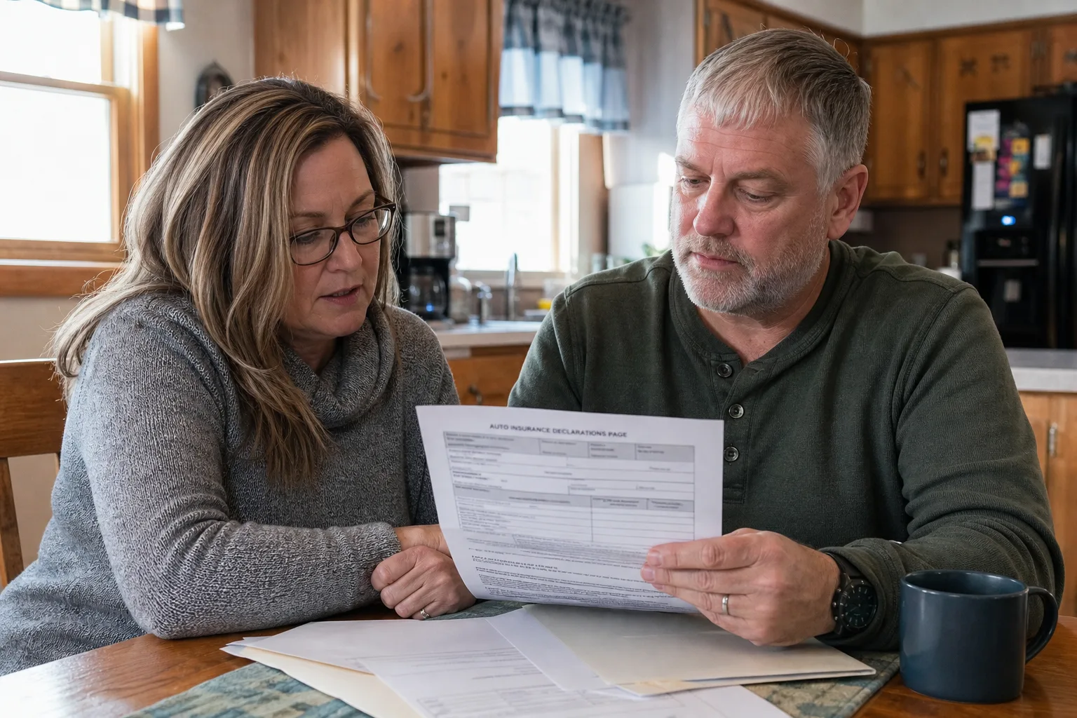 Family members reviewing the drivers listed on an auto insurance policy