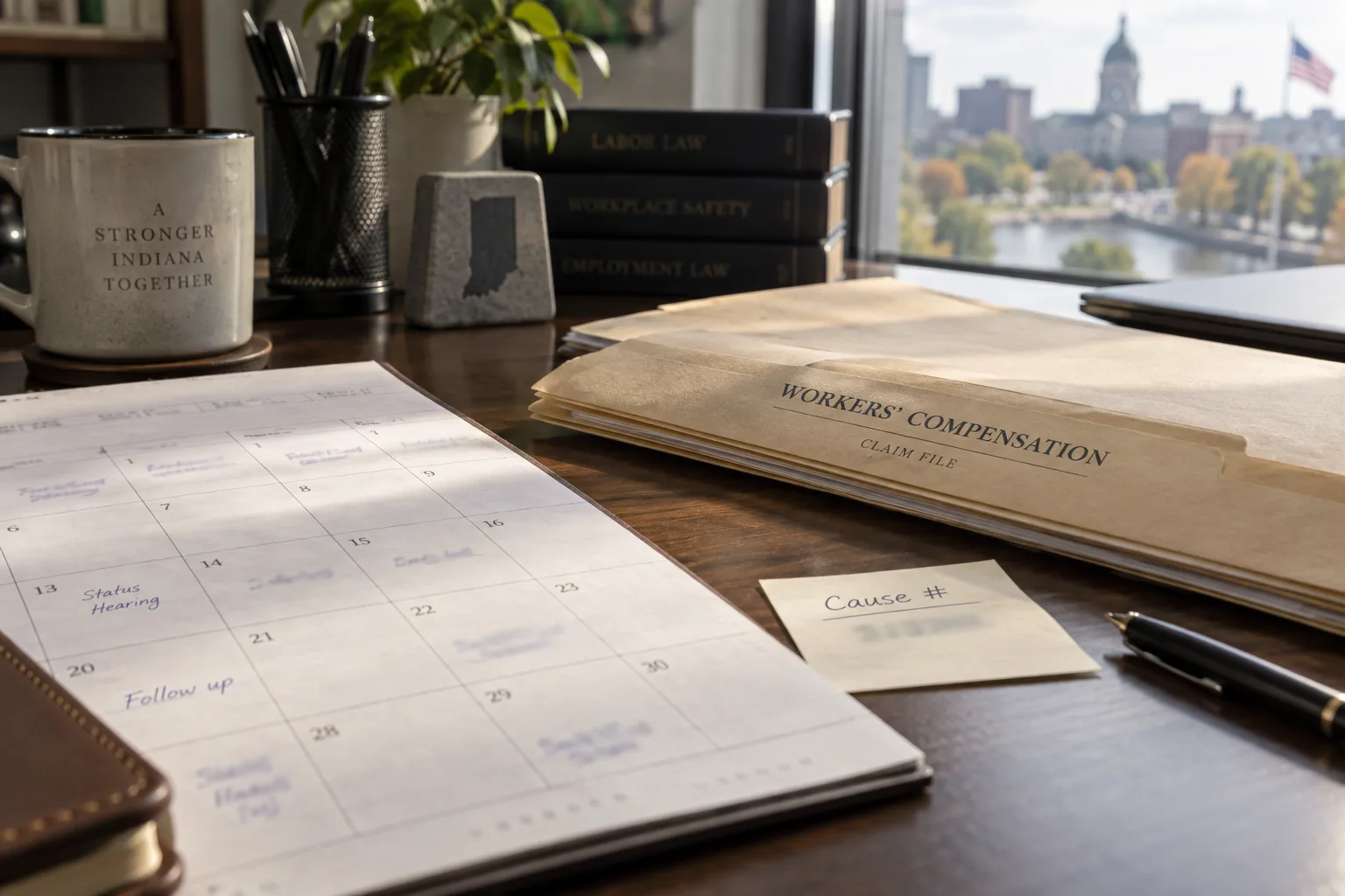 Calendar and claim file used to track a pending workers’ compensation case