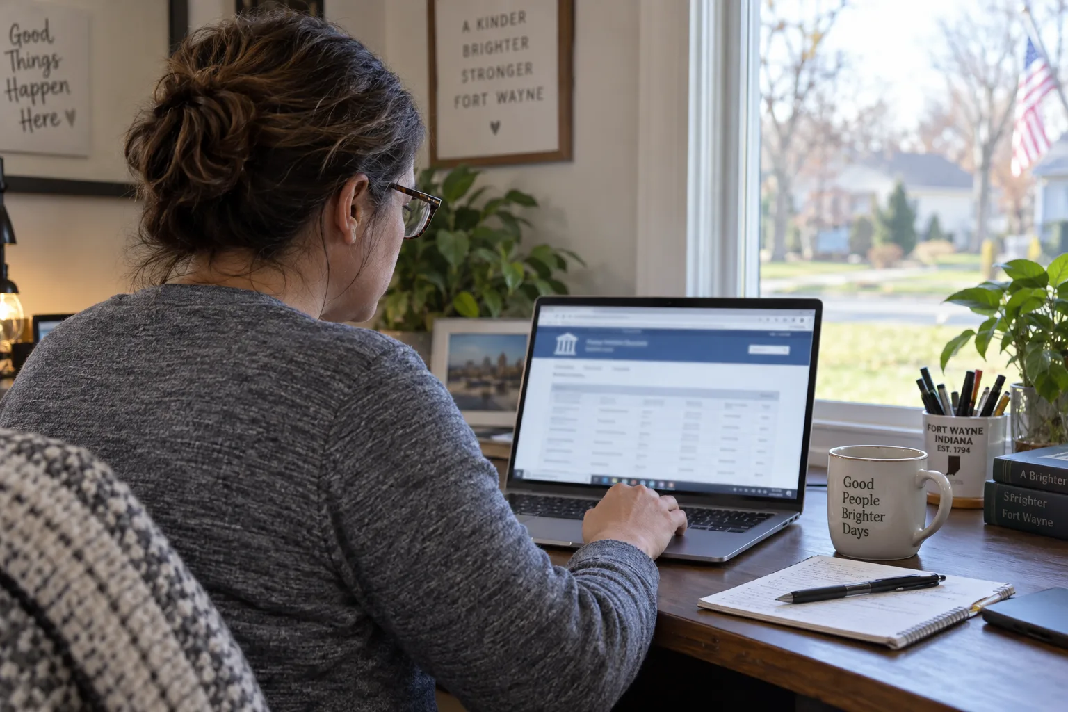 Worker checking a claim’s docket status on a laptop