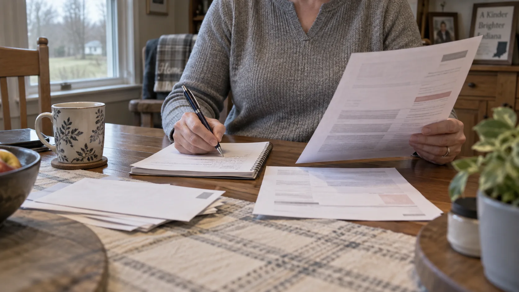 Person preparing a written request after an insurance coverage denial