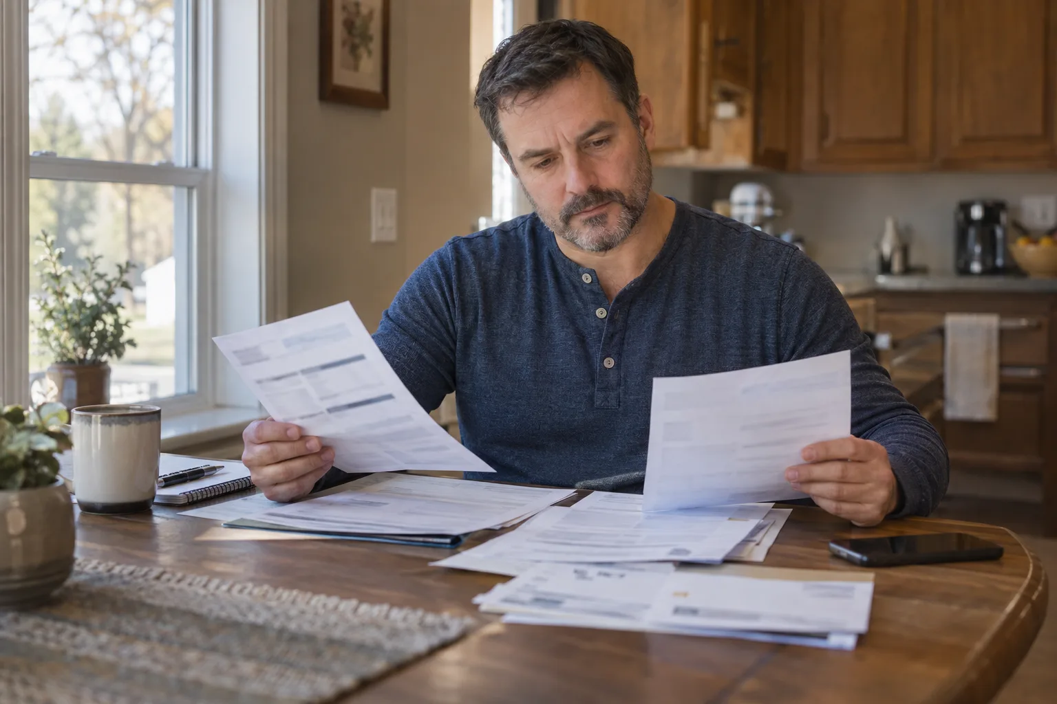 Indiana driver reviewing auto-insurance coverage documents